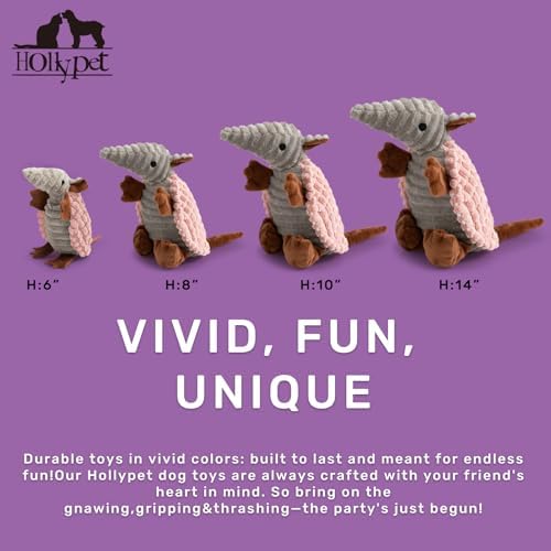 Hollypet Armadillo Squeaky Puppy Dog Toys for Small Medium Dogs, 8"