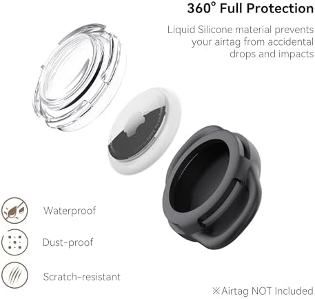 Waterproof AirTag Holder for Dog Collar, Soft Slide-On Dog AirTag Holder | Full-Body Protection, No-Dangle Fit, Ultra-Durable, Lightweight, Tool-Free Installation, Clear Cover, Fits Dog & Cat Collars