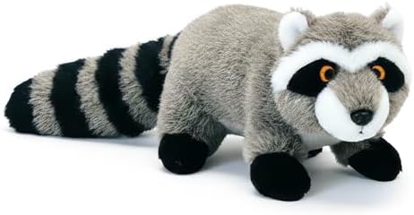 Pet Lou Raccoon Plush Dog Chew Ultra-Thick Toy, Durable Interactive Plush Toy for Medium Dogs, Anti Boredom Dog Squeaky Teething Toys, 8-Inch
