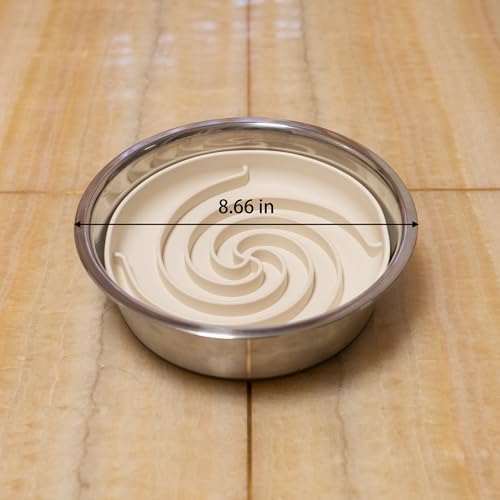 Bifeaw Slow Feeder Dog Bowls, Dishwasher Microwave Safe Silicone Puppy Puzzle Bowl with Non-Slip Design for Eating (White and Purple)