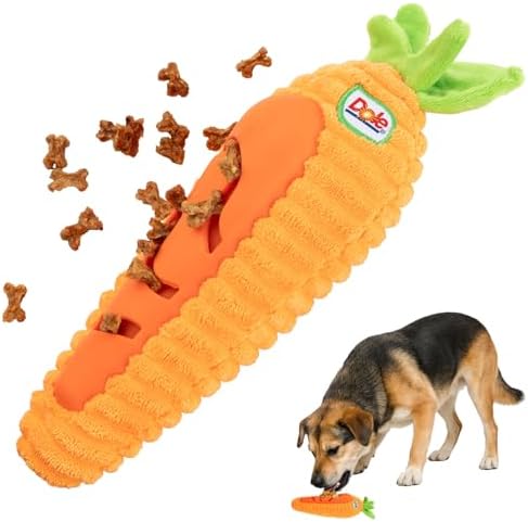 Dog Puzzle Toy with Squeaker, Carrot Snuffle Dog Treat Toy for Small and Medium Dogs, Dog Enrichment Toys