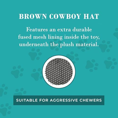 Haute Diggity Dog Cowboy Hat Plush Dog Toy, Western Stuffed Chew Toys