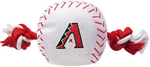 Pets First MLB Arizona Diamondbacks Baseball Rope Toy for Dogs & Cats. Tough Nylon, Sporty Baseball Design, Heavy-Duty Ropes with Inner Squeaker