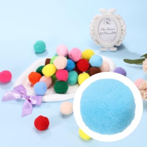 Cat Toy Pom Ball, Interactive Cat Ball Toys Fuzzy Pompoms (Plush, 1.2Inch, 30Pcs, Blue Tones) for Kittens Pet Enrichment Training Play Indoor