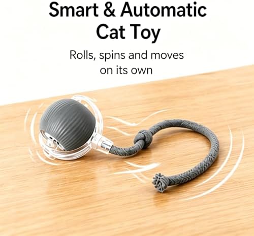 Cat Ball Toy,New Interactive Rolling Cats Dog Toy Balls 360° Smart Automatic Rolling Pet Ball, Fast Moving Toy for Dog,Interactive Toys for Cats (Grey)