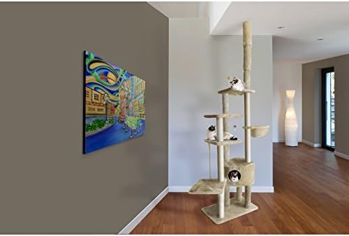 Furhaven 100"-113" Tall Cat Tree for Indoor Cats w/ Adjustable Height, Ft. Sisal Scratching Posts, Condo, & Toys - Tiger Tough Skyscraper Interactive Playground Tower - Gray, One Size