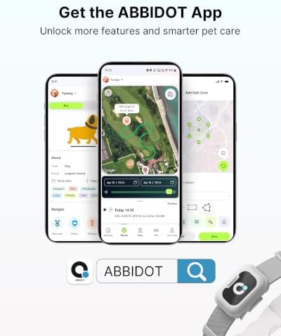ABBIDOT GPS Tracker for Dogs - Real-Time Pet Tracker with Virtual Fence, Activity Monitor, Location History, Escape Alerts, 3-Mode Night Light, GPS Dog Tracker with Health & Behavior Monitoring