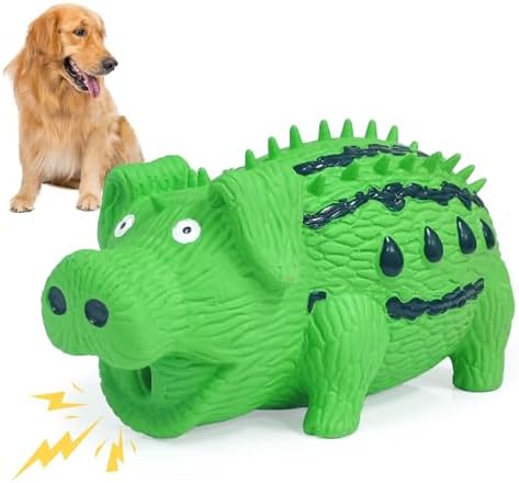Squeaky Dog Toy Pig, Watermelon-Shaped Pig Dog Toys that Oinks, Natural Latex Dog Toys for Medium Large Dogs Pet Interactive Grunting Pig Dog Toys