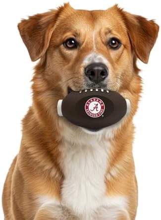 NCAA Alabama Crimson Tide Football Treat Dispensing Toy for Dogs and Cats, Rubber Ball Pet Toy, Interactive Fun Doggie Treat Toy, Natural Rubber Feeding Toy