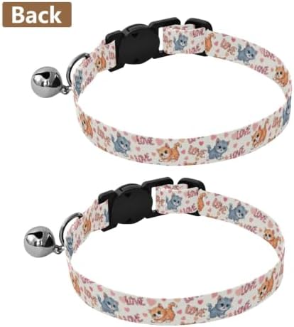 Cute Cartoon Kittens Poses Pet Collars 2 Pack for Puppies Adjustable Length 10.6" to 17.1"