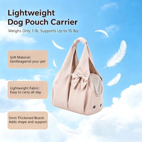 Small Dog Carrier Purse,Soft-Sided Dog Bag Carrier for Outings (Beige)