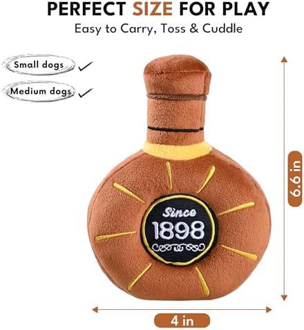 CHEWFFON Whiskey Dog Toy, Squeaky & Crinkle Interactive Puppy Toy
