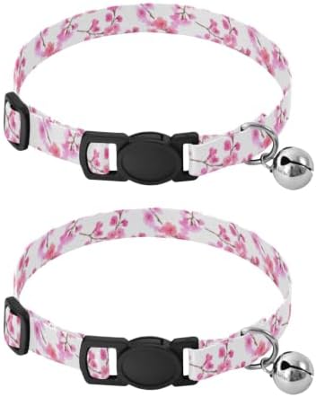 Cherry Blossom Branches Watercolor Easy to Wear Dog Collar 2 Pack Cat Neck Collar
