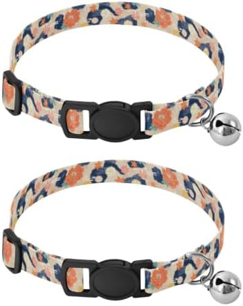 Japanese Florals Peonies Cat Collars 2 Pack Comfortable Cat Collar Adjustable 10.6 to 17.1 Inches