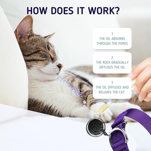 Calming Collar for Cats - Cat Calming Collar with Pheromones, Stop Cats from Urinating in House, Adjustable Fit, Drug-Free, Eco-Friendly, Vet-Recommended, Soft, Long-Lasting Anxiety Relief (Purple)