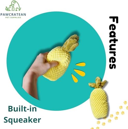 7" Squeaky Plush Toy for Puppies Small Dogs Self Etertainment Washable Soft Made [PET ONLY] (Pineapple)