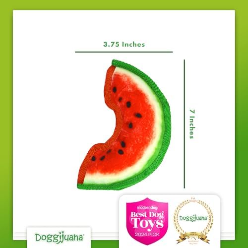 Doggijuana Mini Tuffer Chewer Dog Toy, Watermelon | Squeaky Refillable