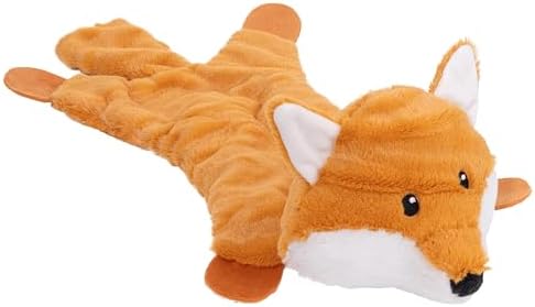 Fuzzl Freddy Fox Crinkle & Squeak Dog Toy – Low Stuffing Soft Plush Puppy Toy – Interactive Squeaky Dog Toy for Small to Medium Dogs – Crinkly Fox Toy for Shaking, Tossing & Snuggling