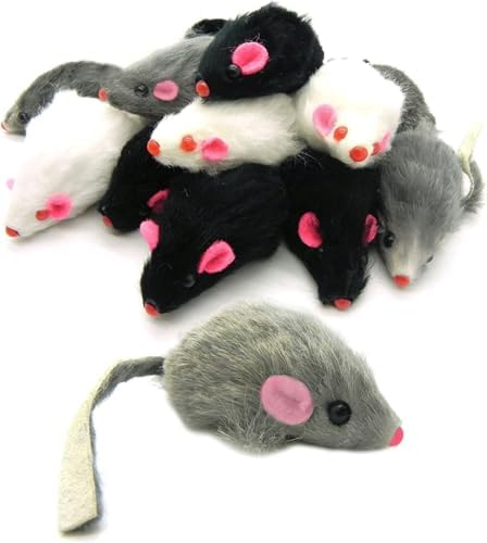 5Pcs Gray Fur Rattle Mouse Cat, Interactive Pet Play Mice, Animal for Cats, Pet Supplies