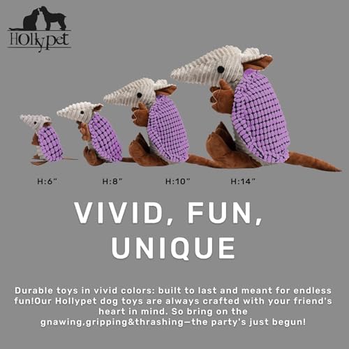 Hollypet Armadillo Squeaky Dog Toys for Medium Large Dogs, 14"