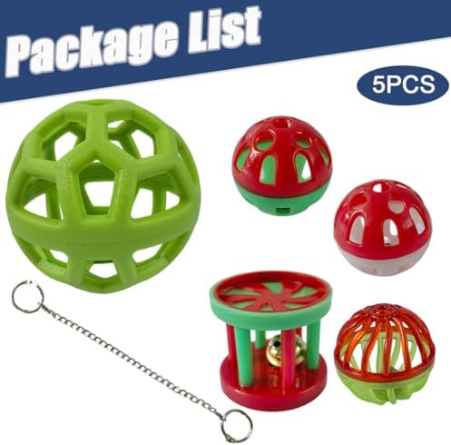Rabbit Treat Ball, Bunny Enrichment Toy with Stainless Steel Hanger Set, Veggie Feeding Rabbit Ball Toy to Slow Feeder for Bunny, Guinea Pig, Hedgehog, Squirrel, Tortoise (Green)