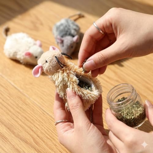 Ipetboom Refillable Catnip Toys for Cats - 6 Pack Interactive Cat Chew Toys