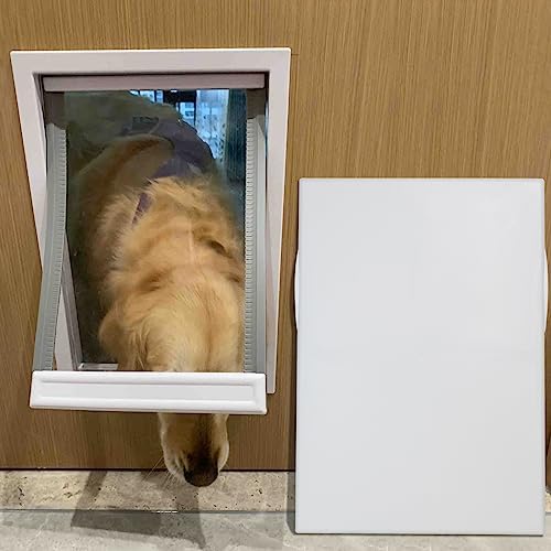 CEESC Large Dog Door for Pets Up to 220 lb, Weatherproof Pet Door with Magnetic Flap, Sturdy Weatherproof Panel and Snap-in Closing Panel Included, Suitable for Interior and Exterior Doors(XXL,White)