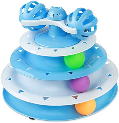UPSKY Cat Toy Roller 4-Level Turntable with Colorful Balls and Bell Ball | Puzzle Kitten Toys, Sturdy Structure, Detachable Design, Easy to Assemble, Anti-Slip, Reduces Boredom for Indoor Cats