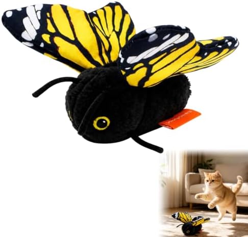 2026 New Smart Sensing Flapping Butterfly Toy Interactive Cat,Electric Butterfly Cat Toy,Realistic Wing Movements Encourage Cats to Chase,Suitable for Indoor Play(Yellow)