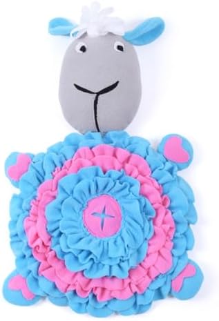 Pet Snuffle Mat Dog Foraging Food Mats Interactive Feeding Puzzle Toy Animal Design Fleece Slow Feeder Treat Dispenser for Dogs Rabbits Guinea Pigs (Sheep)