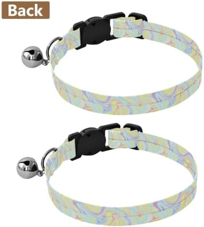 Swirl Pastel Dog Collars for Small Dogs, 2 Pack Cat Collars with Bell
