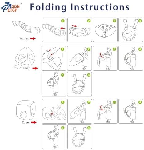 GONPETGP Cat Tunnel for Indoor Cats with Cube Tent Toys Combo, Crinkle Paper Collapsible Interactive Pet Cat Tubes with Play Ball and Bell for Puppy, Kitty, Kitten, Rabbit (3 in 1 Set)