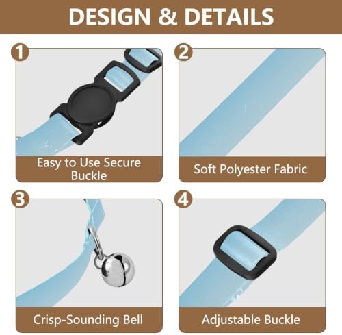 Gradient Blue White Collars for Puppies, 2 Pack Cat Collars with Bell