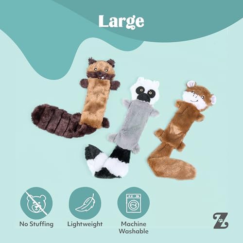 ZippyPaws Skinny Peltz No Stuffing Dog Toy Pack to Keep Them Busy - 18"