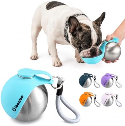 Cibaabo Portable Dog Water Bottle with Collapsible Silicone Bowl 10 oz