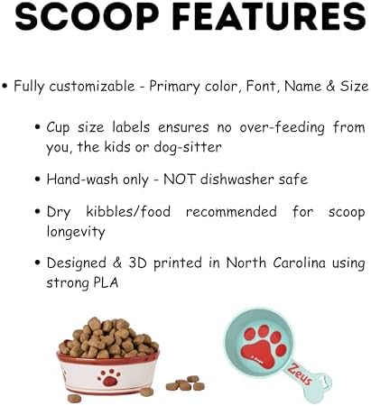 Personalized Dog Food Scoop Custom Pet Kibble Scooper and Measuring Cup Treat Dispenser for Dogs Unique Custom Pet Accessory Gift Idea for Dog Lovers Feeding Tool Dry (14 oz - 1 3/4 Cup)