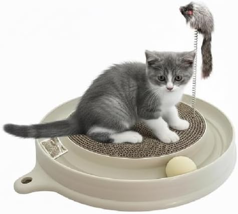 AUOON Cat Scratcher Toy with Ball Track for Indoor Cats Kittens, Milk Shake