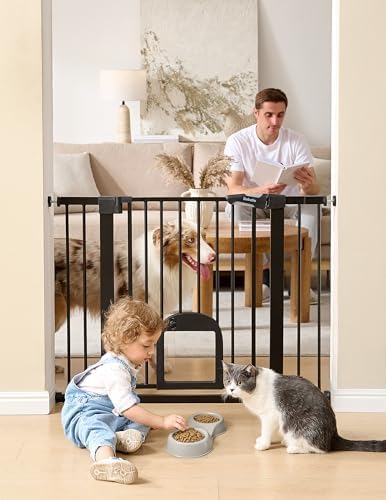 Babelio Baby Gate with Adjustable Cat Door, CatPrivilege III, 29-43"