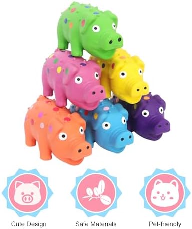 6 Pack Squeaky Pig Dog Toys, Rubber Pig Dog Toys for Puppy, Small, Medium Dogs, 4 Inch Durable Interactive Latex Squeaky Chew Toys