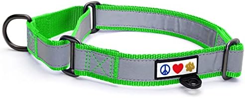 Pawtitas Green Reflective Martingale Dog Collar, Medium