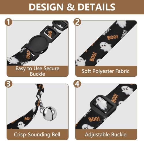 Halloween Black Decorative Pet Collar with Bell 2 Pack Kitten Collars Adjustable 10.6 to 17.1 Inches