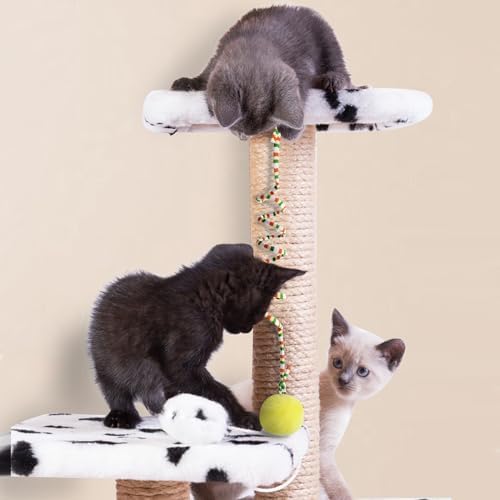Andiker Cat Spring Toy, Self-Play Stretchable Door Hanging Cat Toy with Bell for Indoor Interactive Cat Toy, Soft Plush Ball with Spring Kitten Toy for Cat Kitten Playing Exercising (Yellow+Blue)