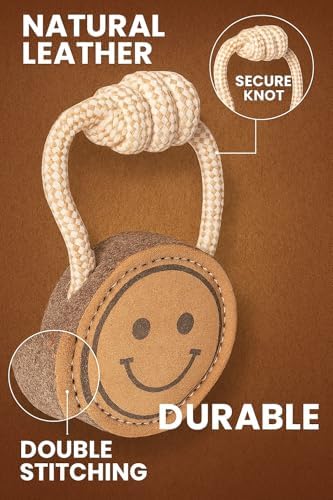 Natural Jute Dog Chew Toy – Smiley Shape, Tough & Durable Puppy Teething Toy, Safe Eco-Friendly Chew, Interactive Training & Play Toy for Small, Medium & Large Dogs