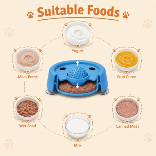 Slow Feeder Dog Bowls，Dog Enrichment Toys，Dog Slow Feeder Bowl，Dog Licking Bowl with Rolling Ball，Dog Lick Toy，Interactive Dog Toys，paw Calm Lick Bowl，Dog Feeder for Wet Food, Yogurt, Bone Broth