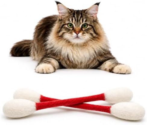 Glaciart One XXL Swabs Cat Toys with Catnip - 2 Pk | Durable for Chew, Cute Cat Toys Interactive Kitty for Boredom, Exercise, & Play | Filled w/Organic Catnip for Anxiety & as Digestive Aid