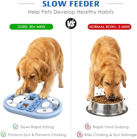 Dog Puzzle Toy, Interactive Treat Dispensing Toys, Grey | Dog Enrichment Toys, IQ Training & Mental Stimulation, Non-Slip Slow Feeder, For Puppies Small Medium Large Dogs Cats