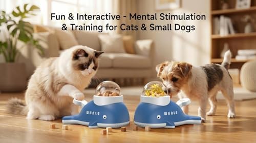 Duck-Shaped Interactive Slow Feeder for Cats & Dogs, Automatic Treat Dispenser Toy for Mental Stimulation and Anxiety Relief, Suitable for Small-Medium Pets (Little Whale Treat Dispenser)
