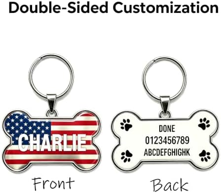 HSIAHOU Custom Pet ID Tags, Personalized Aluminum Cat Tag Dog Tag (America)