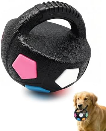 TPR Dog Soccer Ball Toy with Handle, Mellow Dog Calming Ball, Durable Interactive Animal Football Toys Without Squeaky Tennis Inside