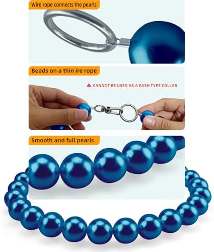 Chunky Pearl Dog Necklace (Beads 20mm),Elegant Classic Super Big Pearl Collar Necklace Accessories for Medium Large Dogs Occasions and Gatherings (Navy Blue, L(Neck Girth17''-18.5''))